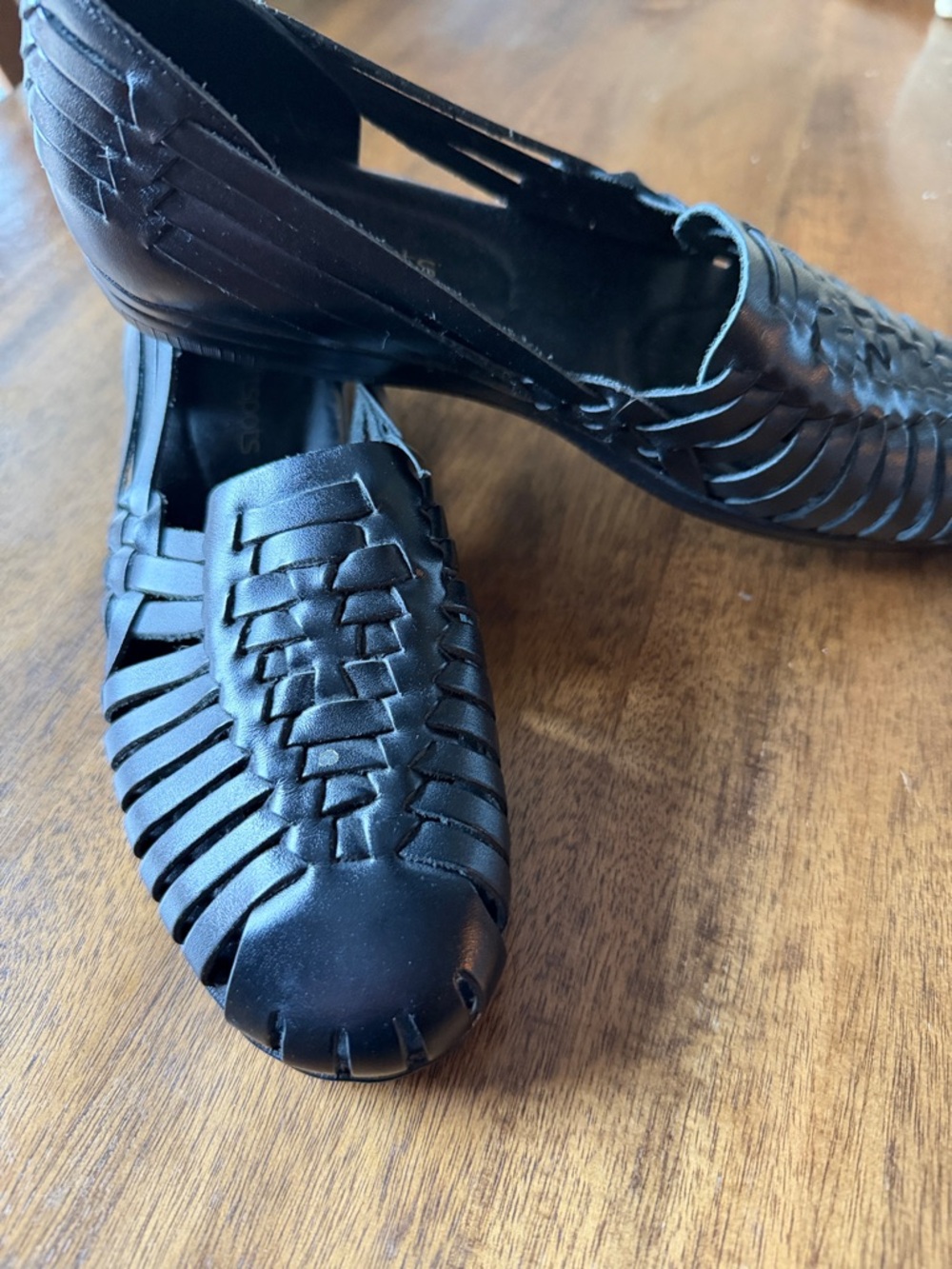 Softspots Black Woven Leather Slip-On Loafers
